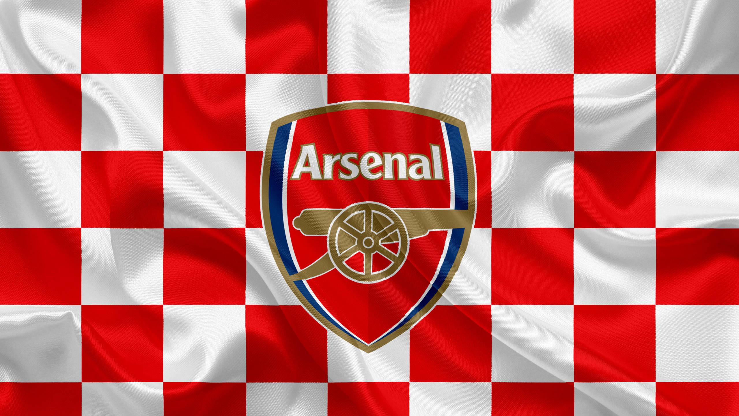 Arsenal Logo On Red White — 2560x1440 wallpaper
