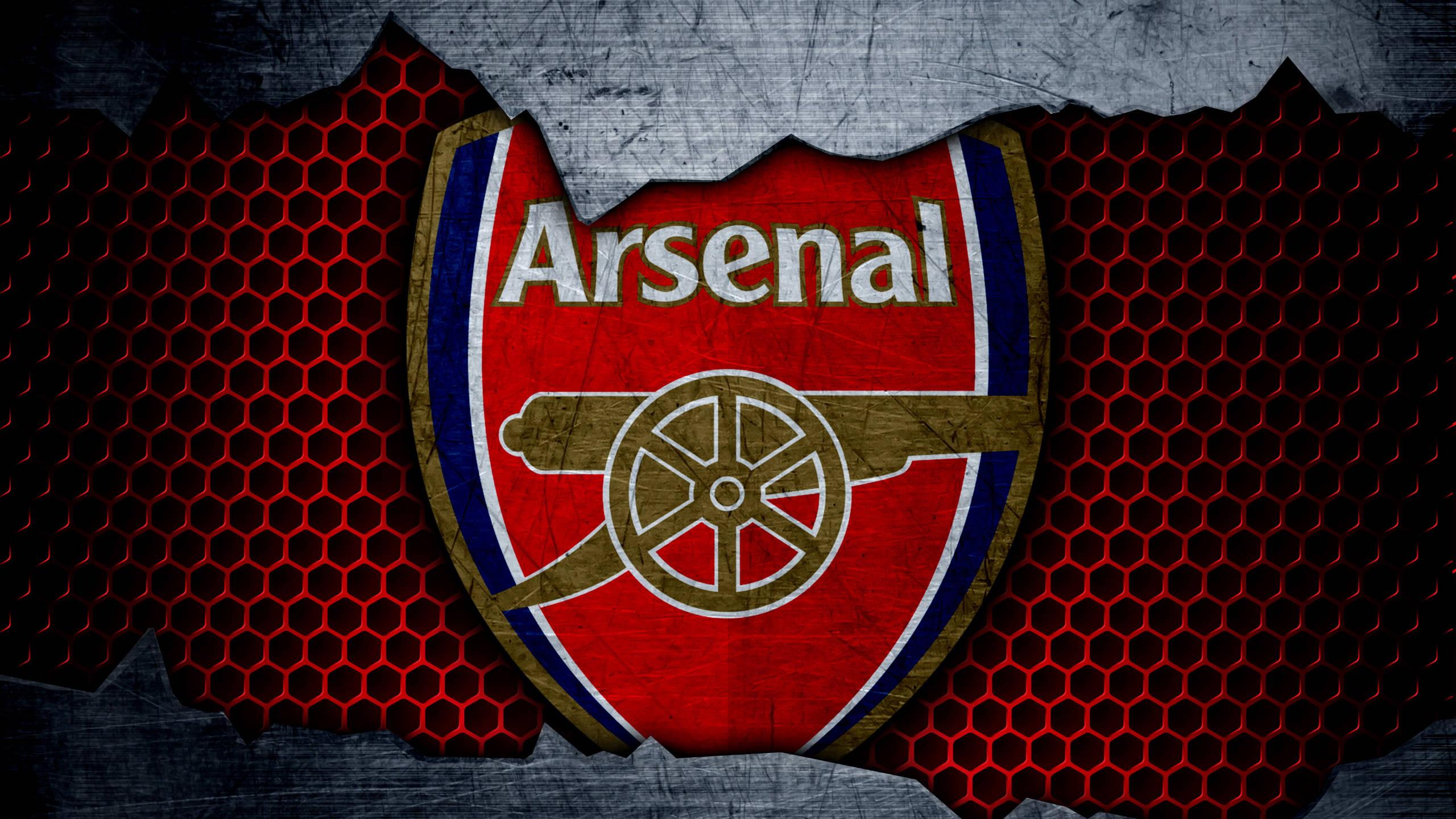 Arsenal Logo On Soccer Net — 2560x1440 wallpaper