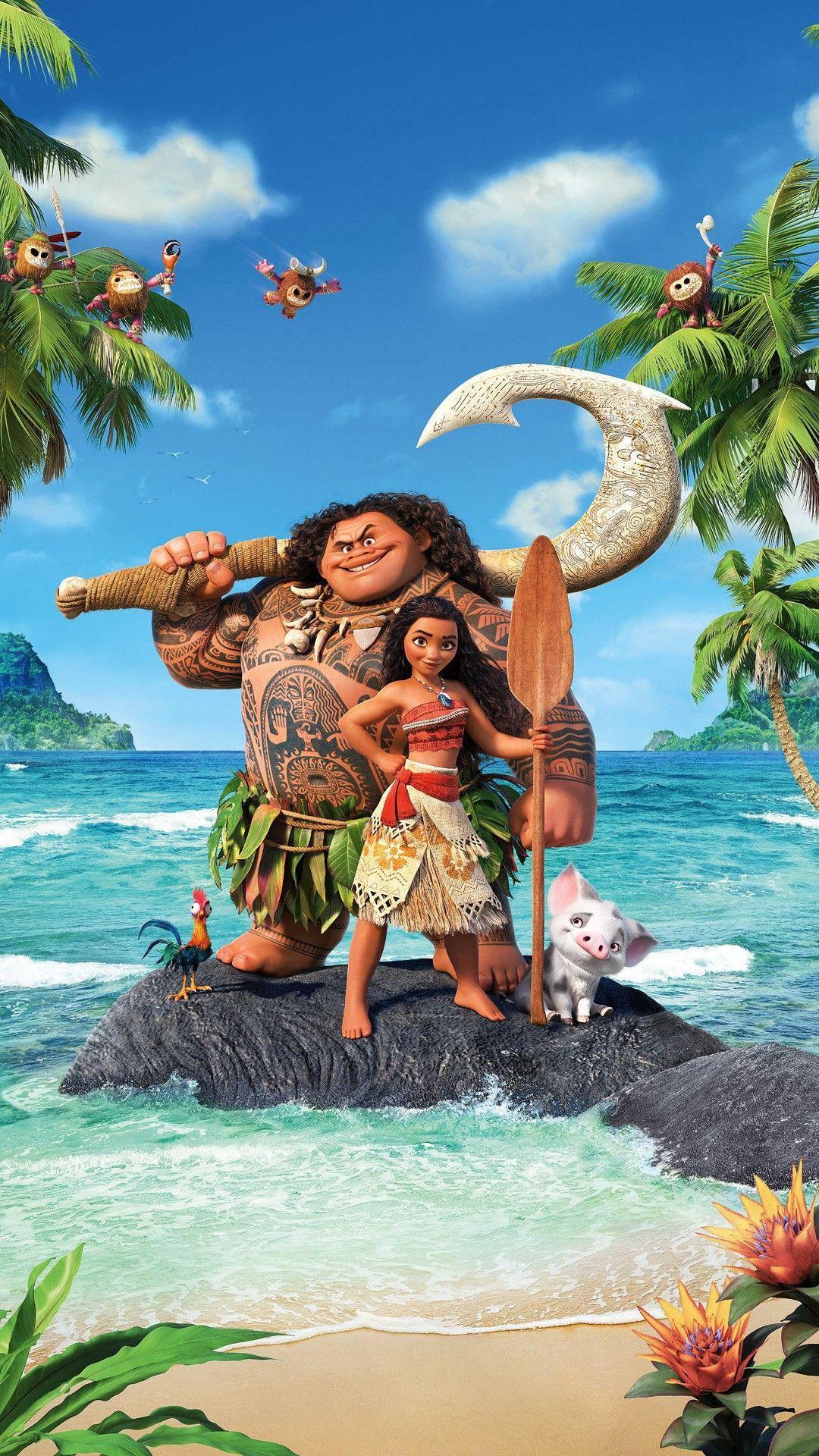 Astounding 8K display of the Moana Movie Poster on an iPhone — 1080x1920 wallpaper