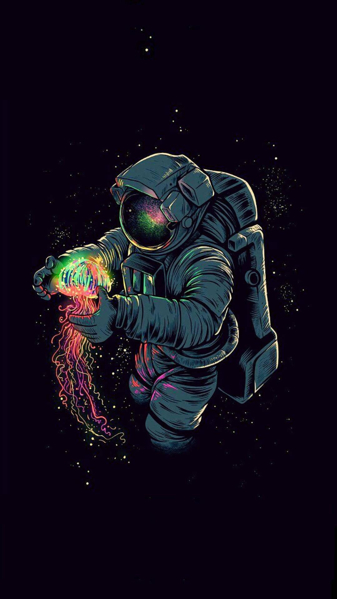 Astronaut In Space Aesthetic Drawing — 1080x1920 wallpaper