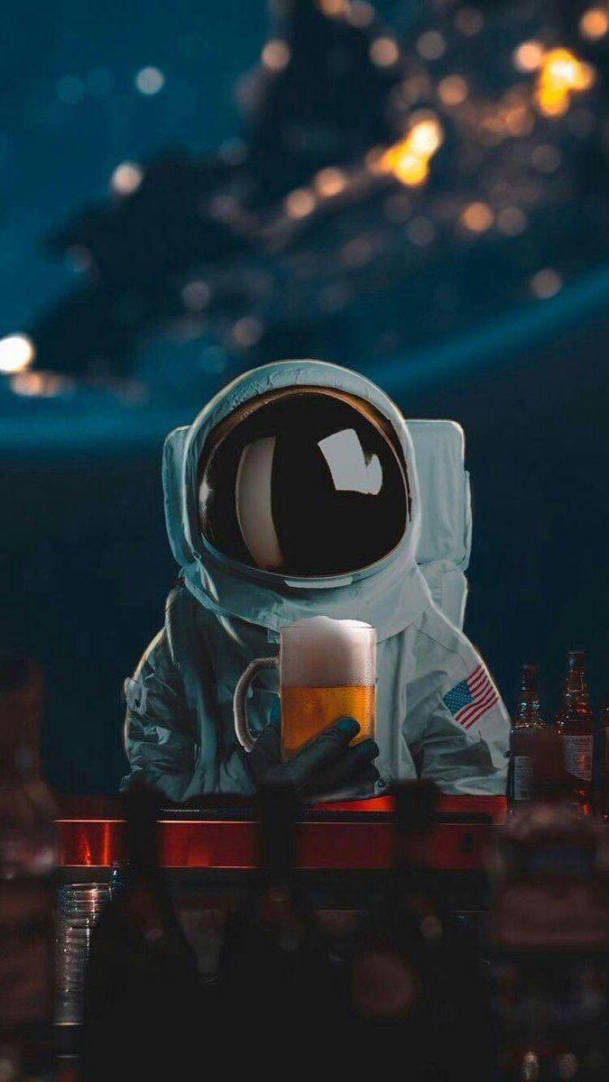 Astronaut With Beer Instagram Profile — 675x1200 wallpaper