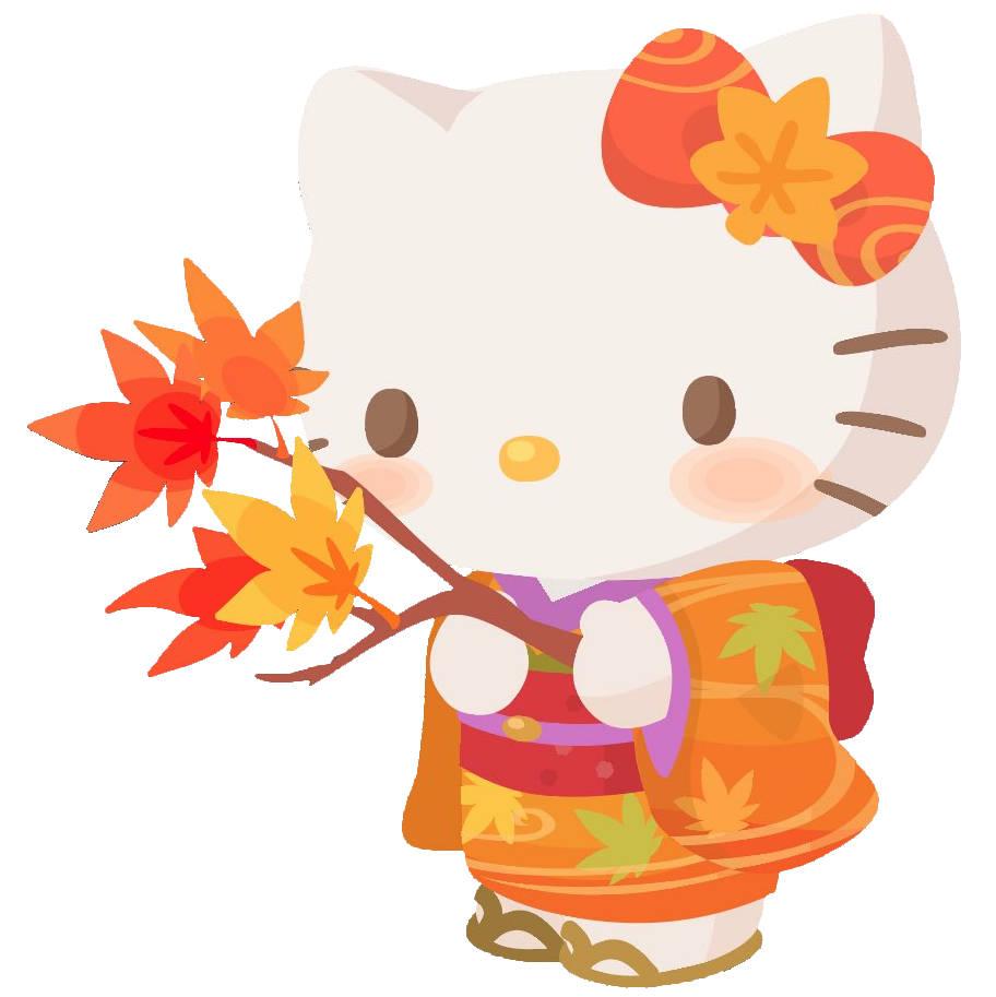 Autumn Leaves And Cartoon Hello Kitty PFP — 912x913 wallpaper
