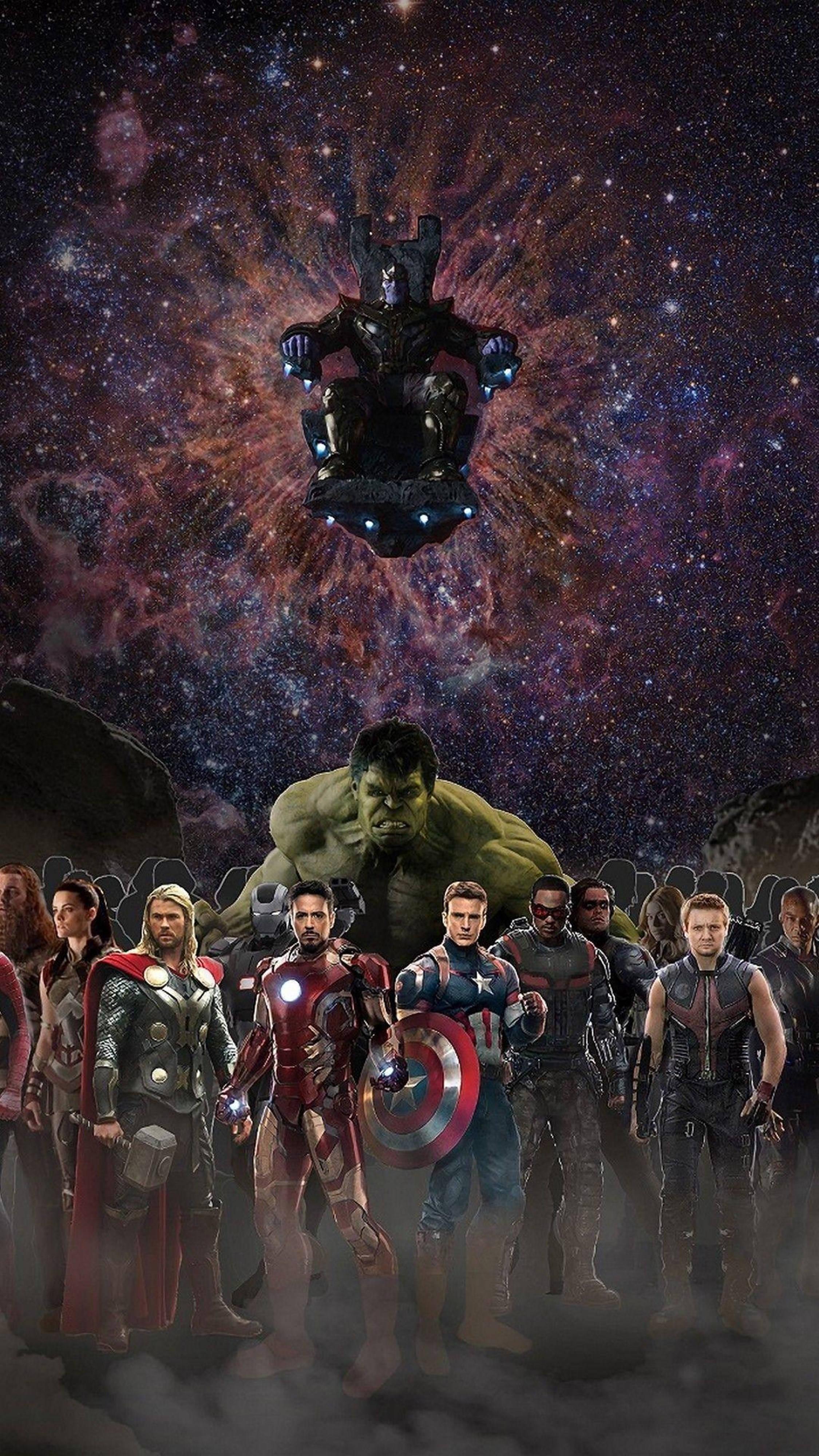 avengers characters standing in front of a galaxy — 2250x4000 wallpaper