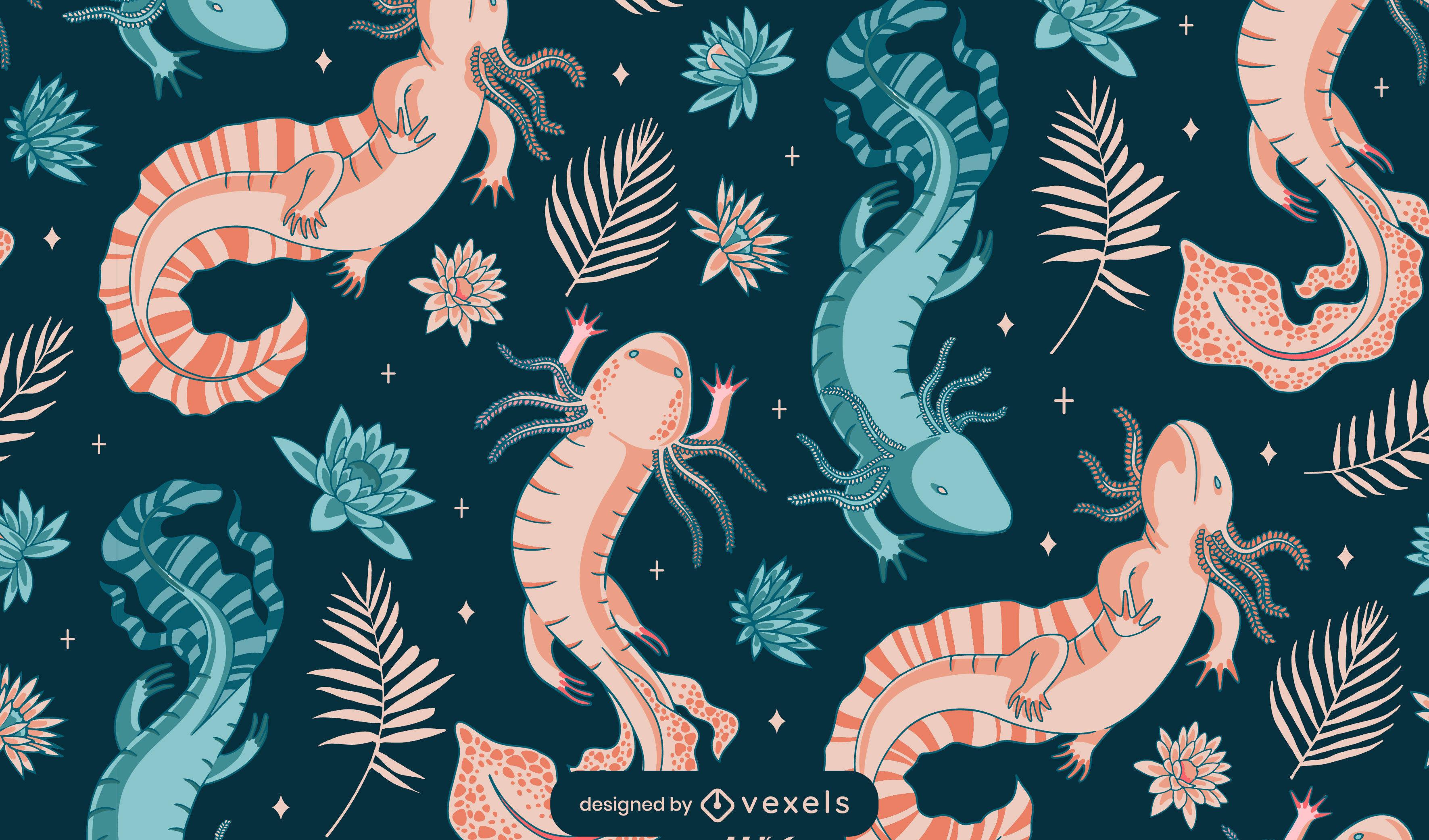 Axolotl Pattern Pink And Blue — 3543x2084 wallpaper