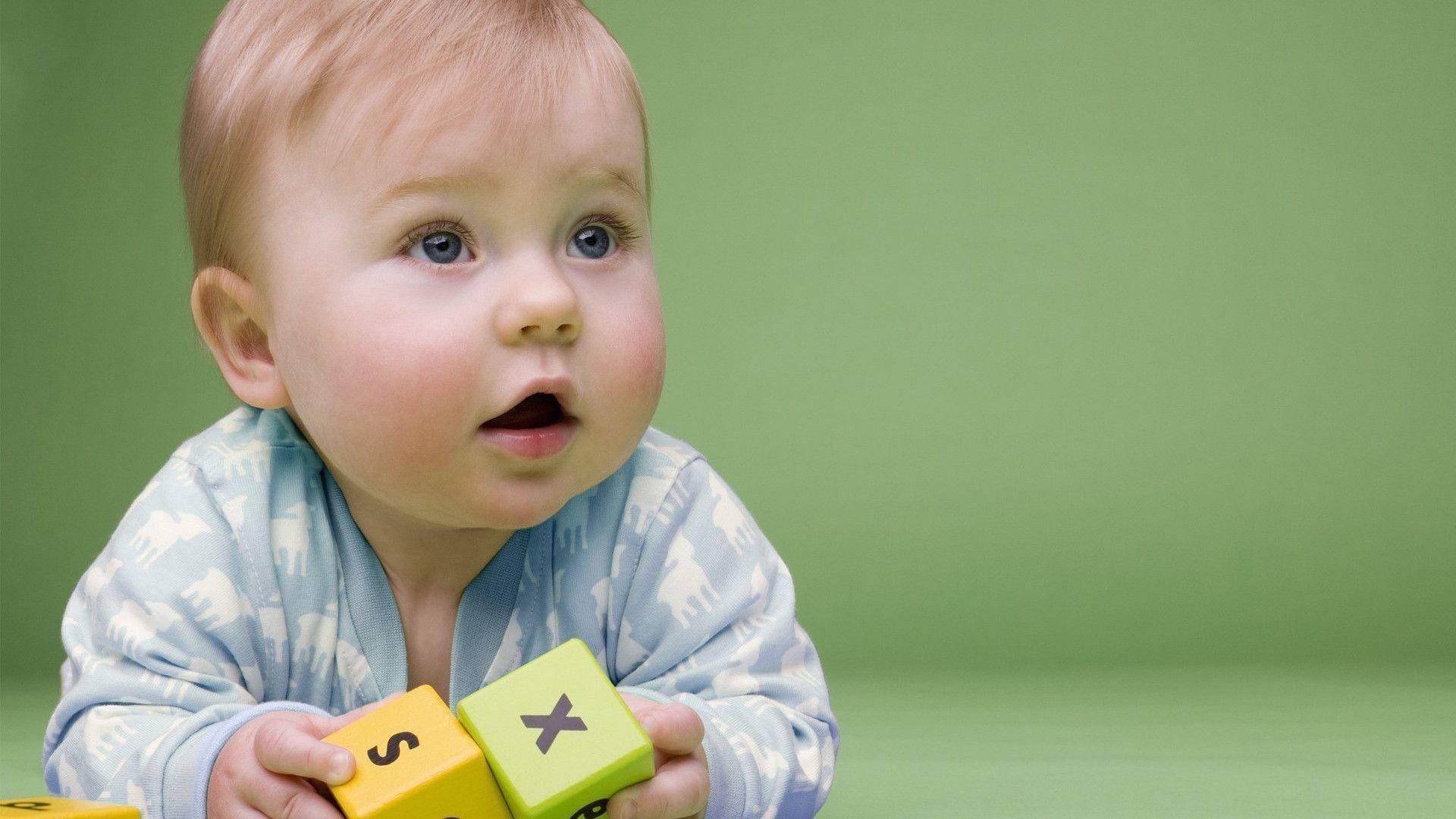Baby Boy Playing With Colourful Blocks — 1920x1080 wallpaper