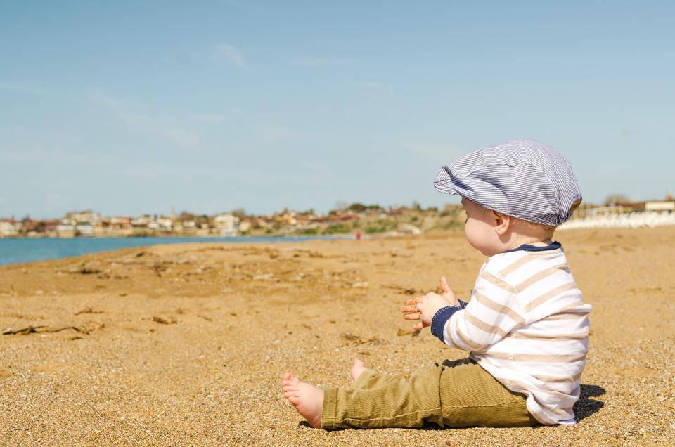 Baby Boy Seated On The Beach — 960x636 wallpaper
