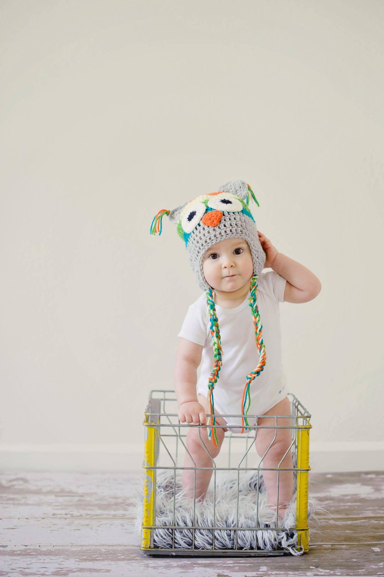 Baby Boy Standing Inside A Basket — 1600x2404 wallpaper