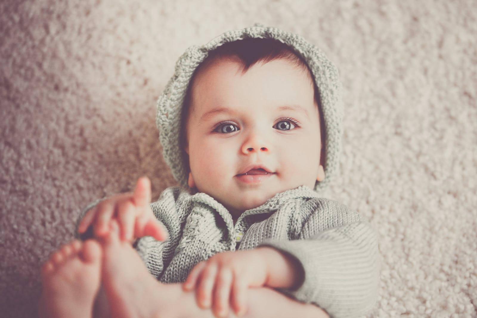 Baby Boy Wearing Gray Knitted Outfit — 1600x1067 wallpaper