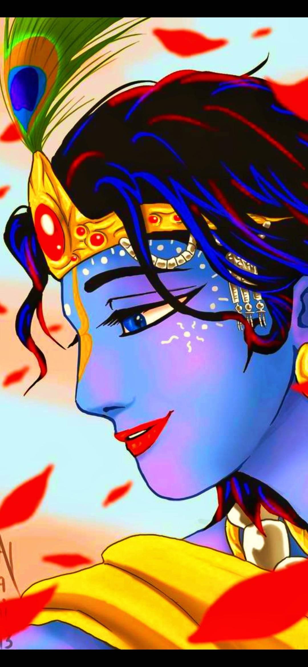 Baby Krishna HD Colorful Drawing
