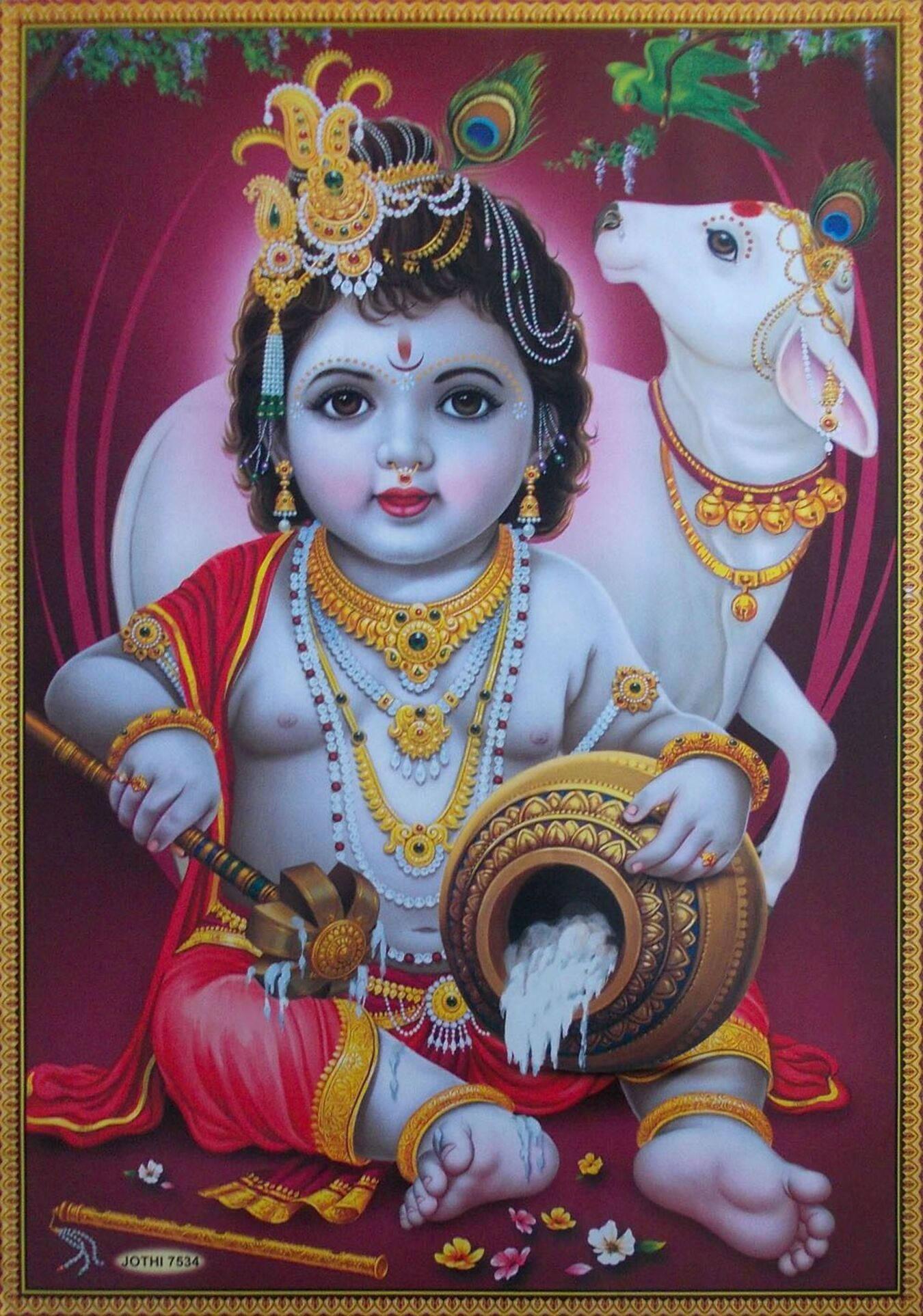 Baby Krishna With Cow