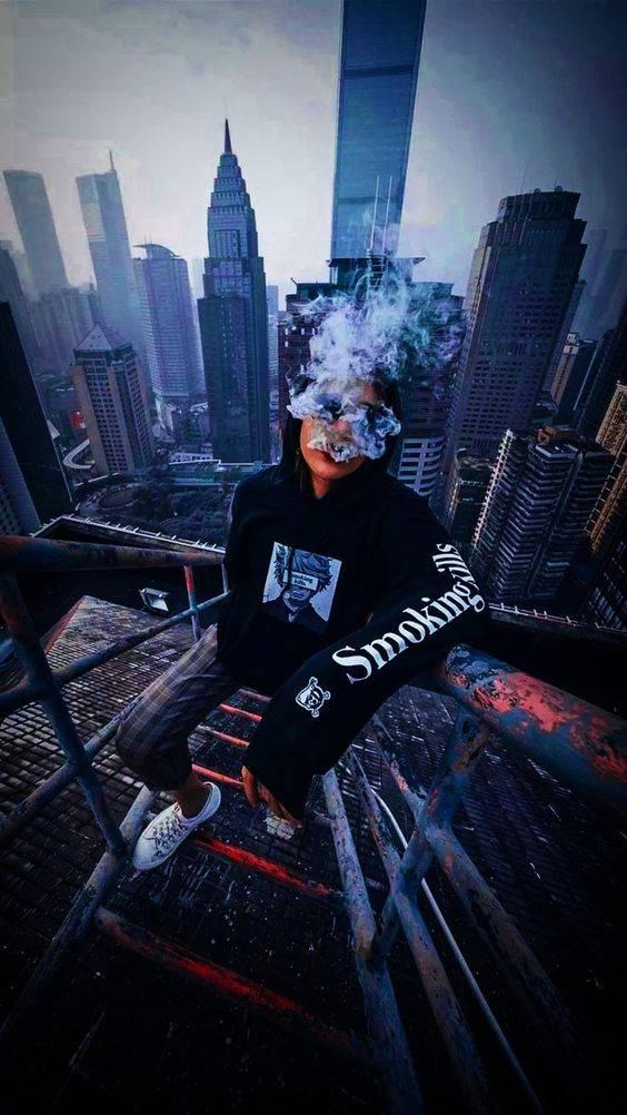 Bad Boy Face Covered By Smoke — 564x1002 wallpaper