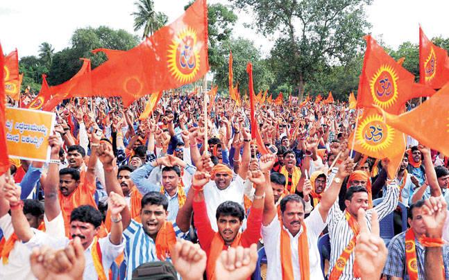 Bajrang Dal Flags Raised HD — 647x404 wallpaper