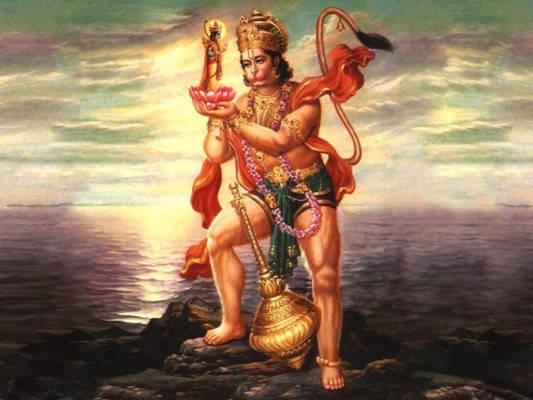 Bajrang Dal's Depiction of Lord Hanuman Holding Lotus Flower in HD — 533x400 wallpaper