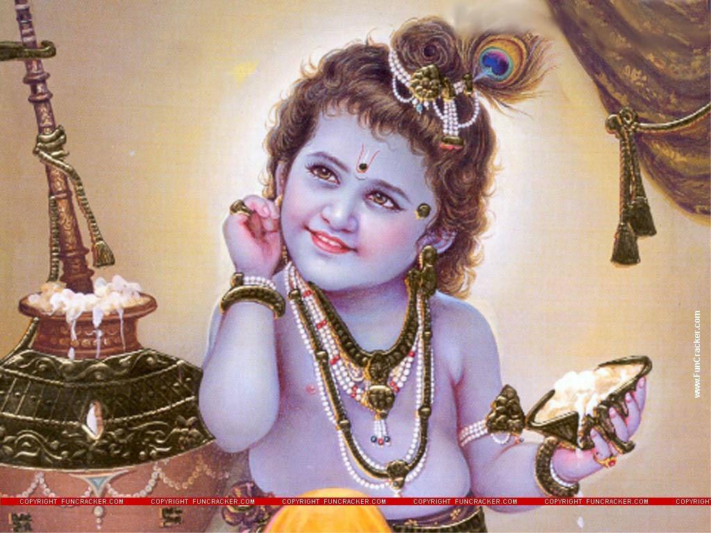 Bal Krishna Holding A Bowl With Curds — 1024x768 wallpaper