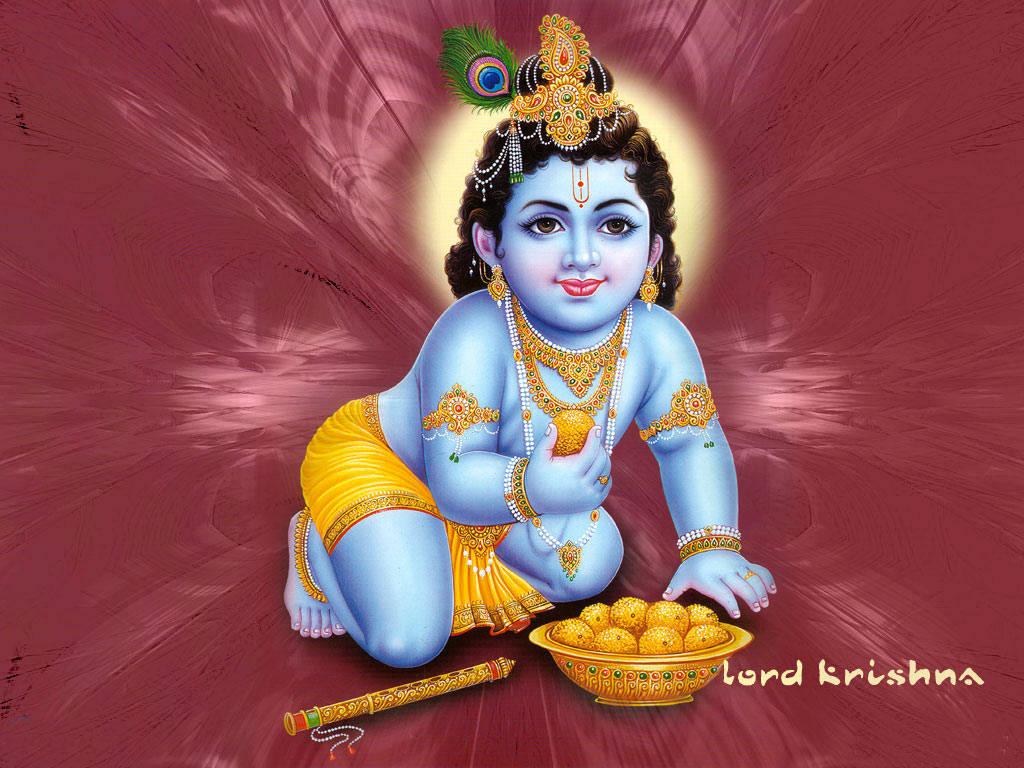 Bal Krishna With A Kadamba Fruit — 1024x768 wallpaper