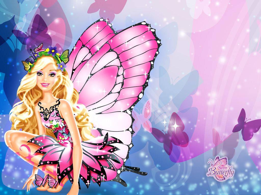Barbie with Adorable Pink Butterfly Wings — 1024x768 wallpaper