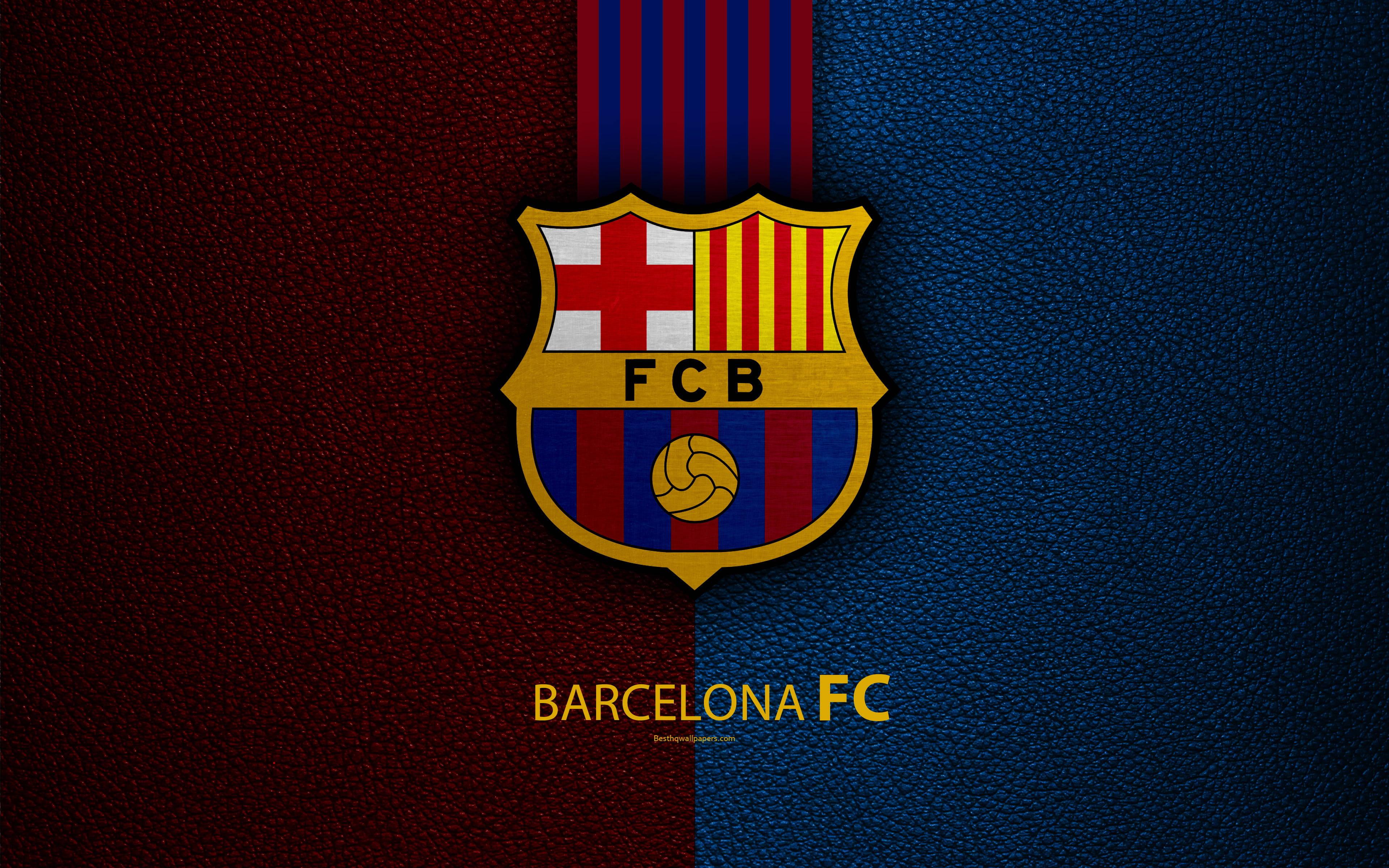 Barcelona FC Logo Leather Texture — 3840x2400 wallpaper