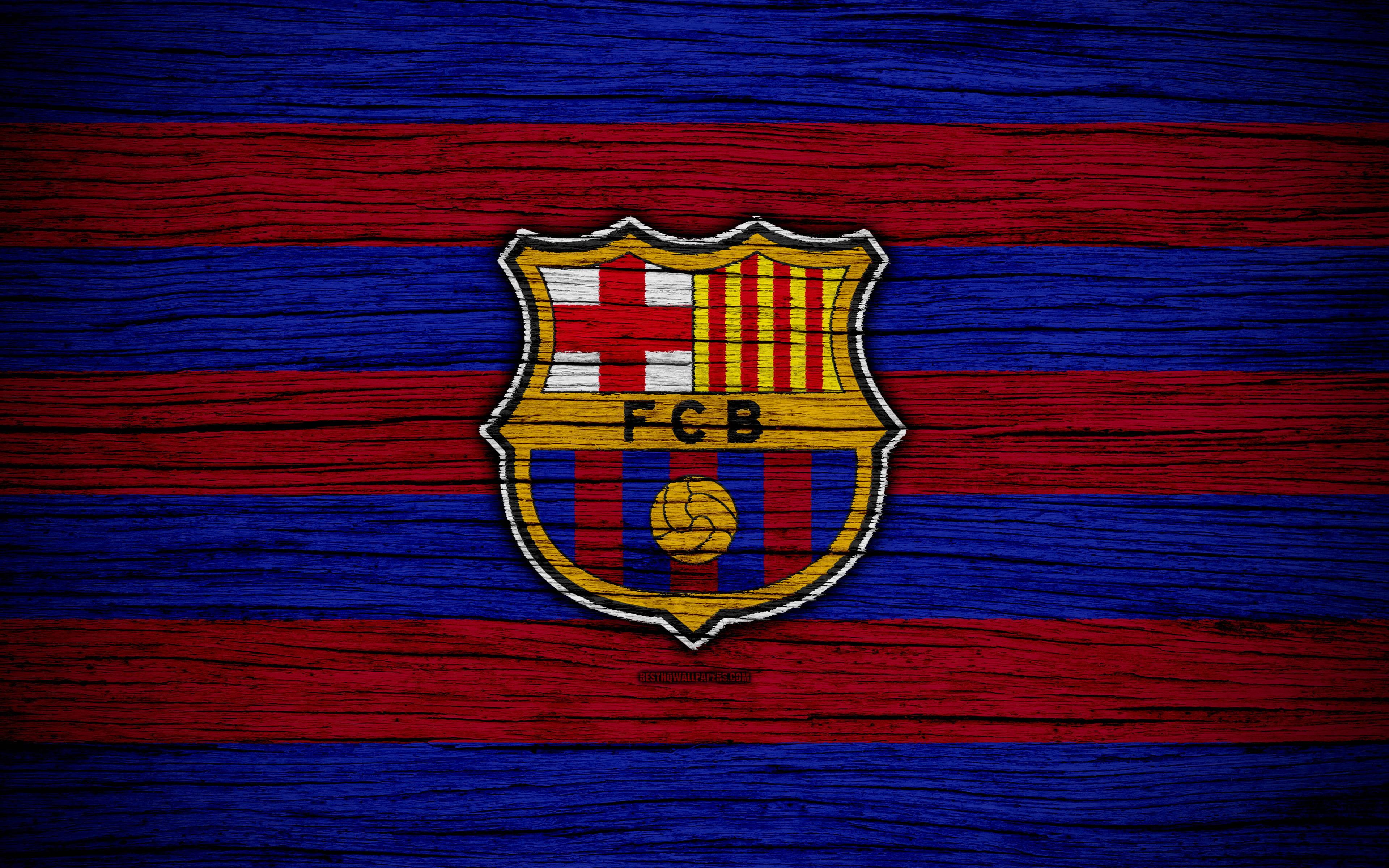 Barcelona FC Wooden Texture — 3840x2400 wallpaper