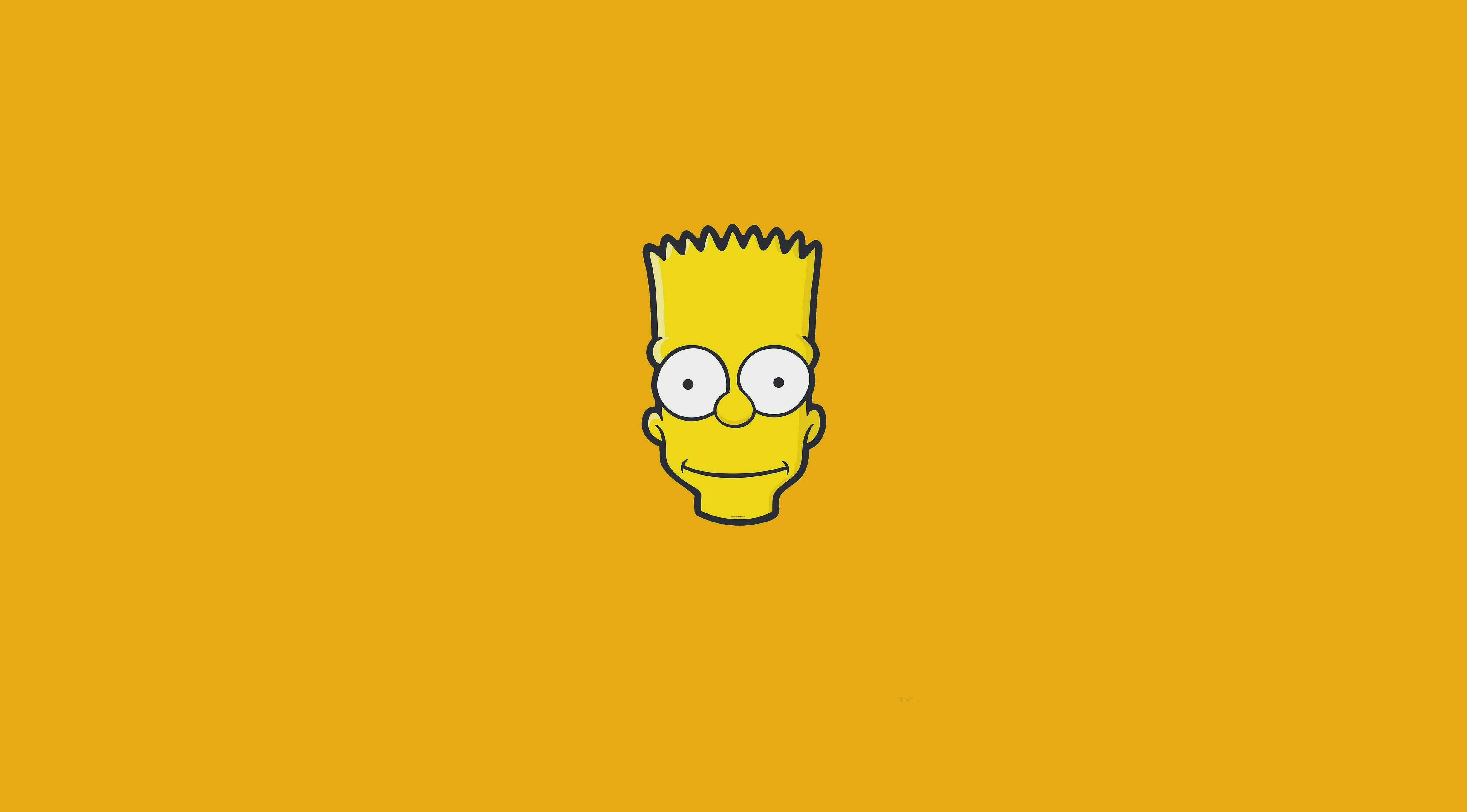 Bart Simpson Minimalist Yellow Background — 4910x2720 wallpaper