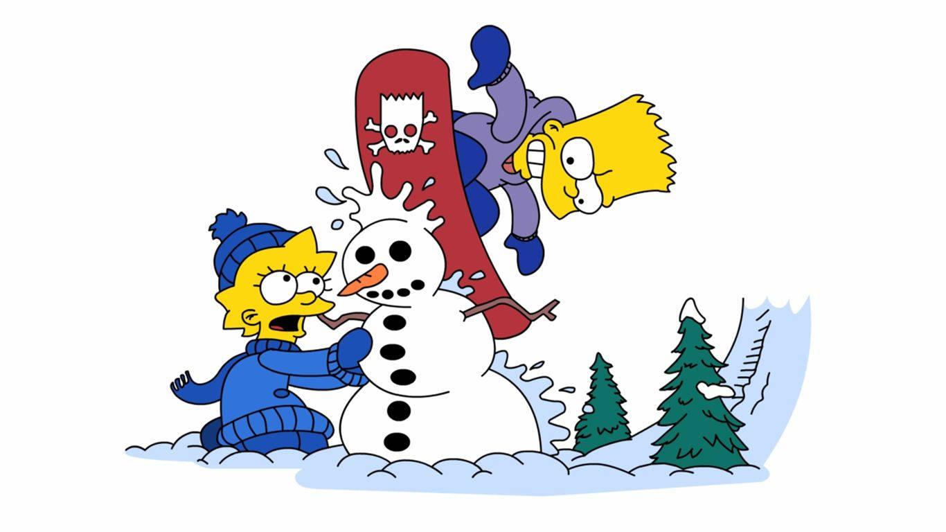 Bart Simpson Snow Skate — 1366x768 wallpaper