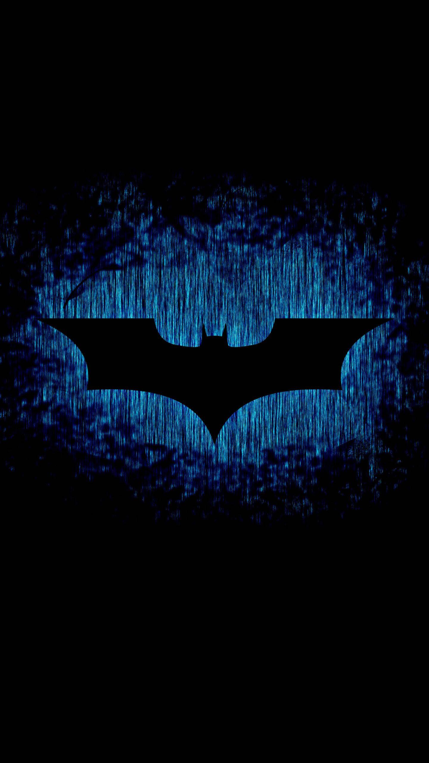 Batman Blue Glow Logo — 1440x2560 wallpaper