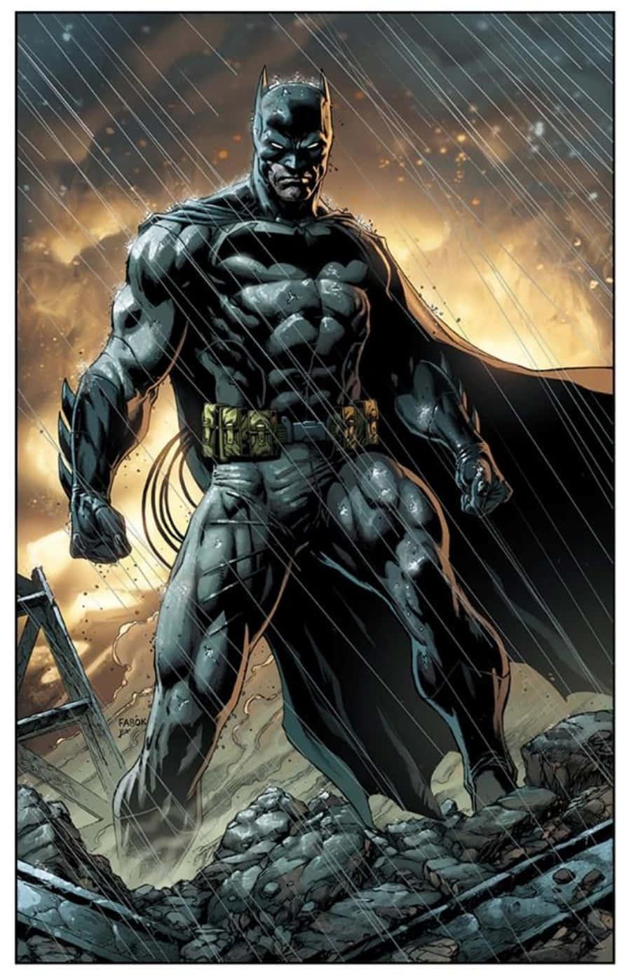 Batman Comic Book Fire And Rain Picture — 900x1391 wallpaper
