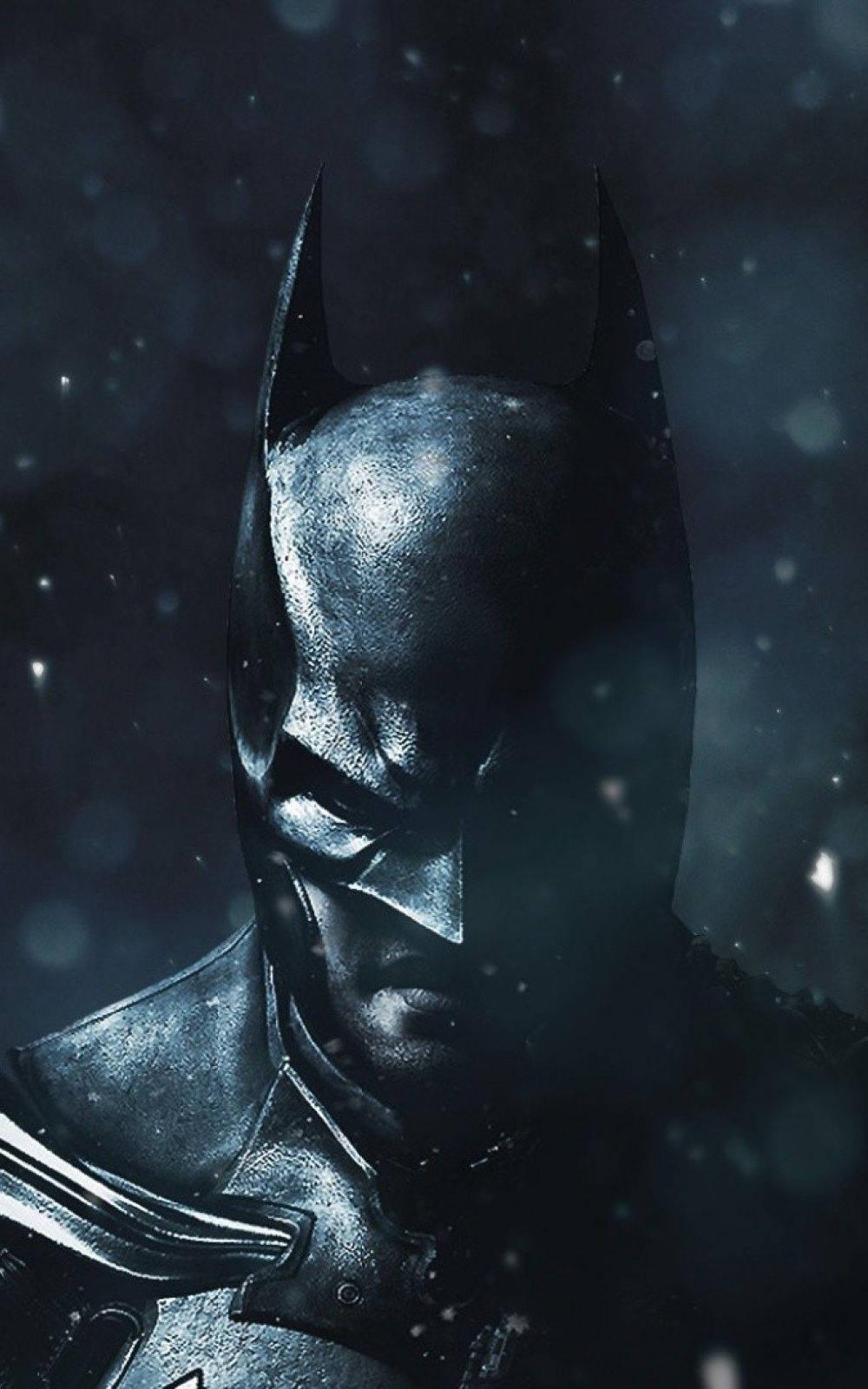 Batman Falling Snow Close-up — 1000x1600 wallpaper