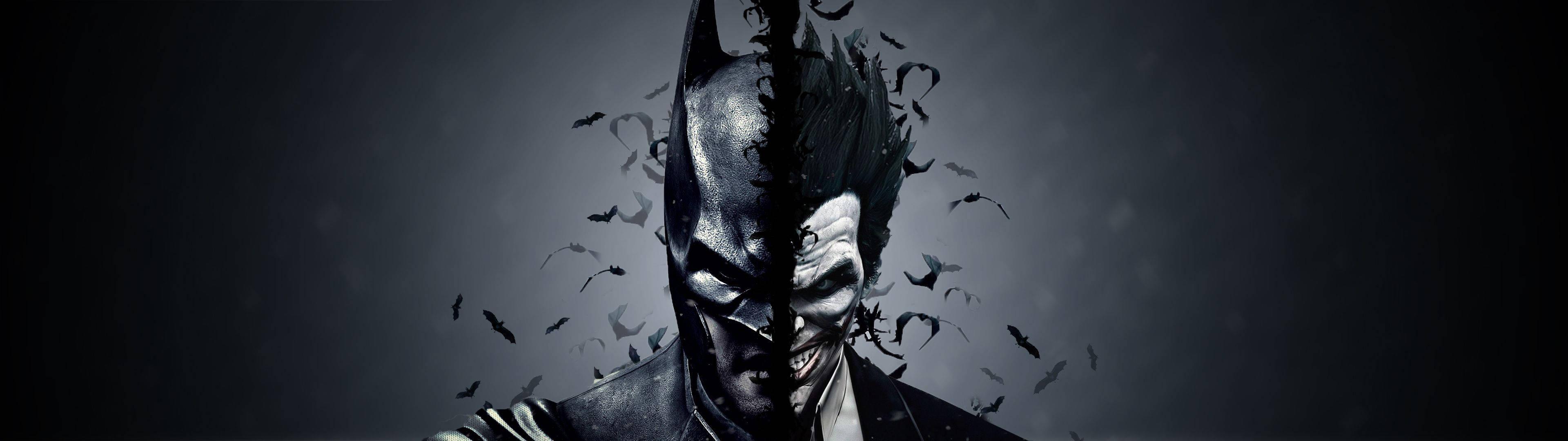 Batman & Joker Face Off — 3840x1080 wallpaper