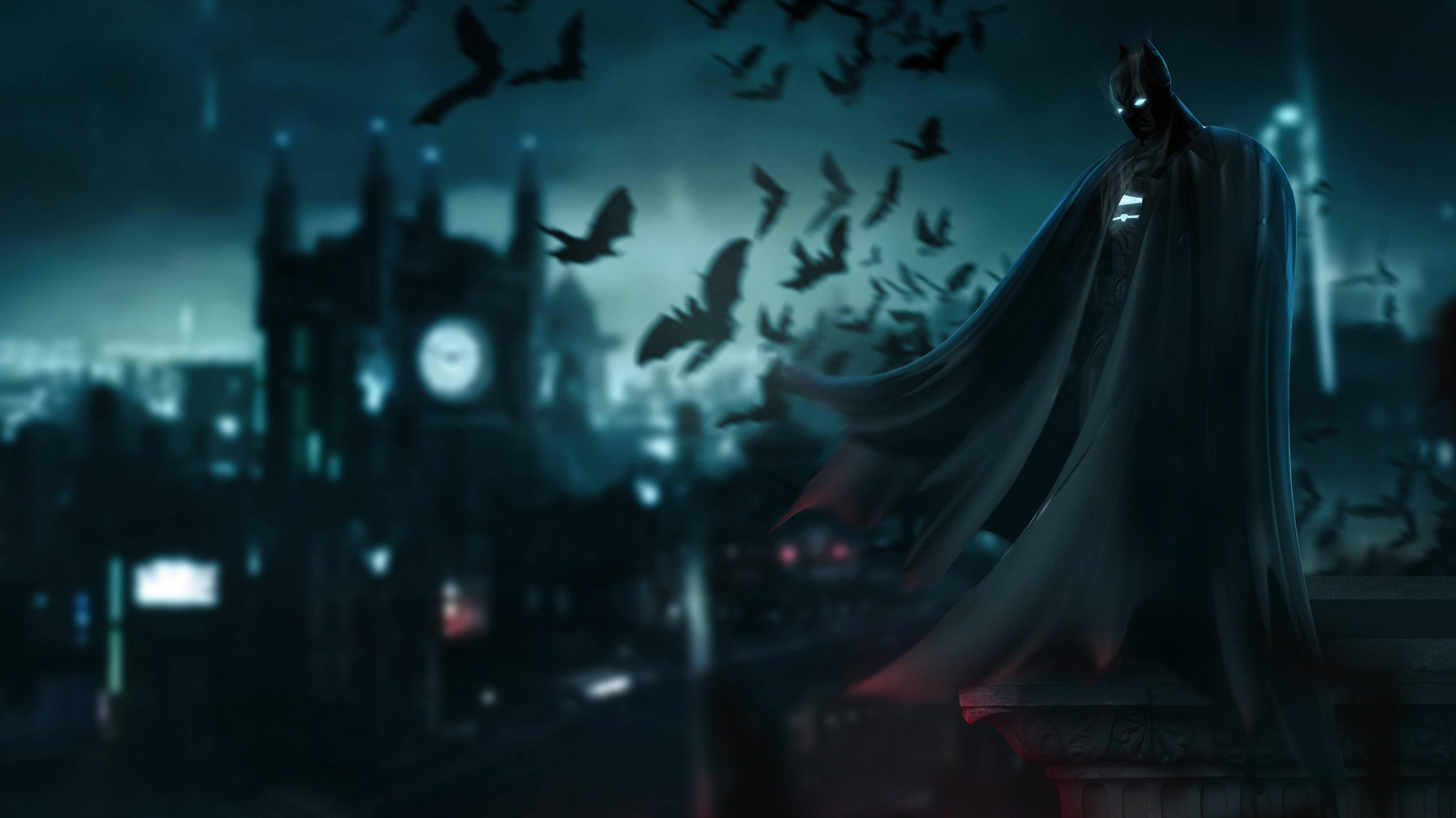 Batman On Top Of The Building 4K — 3840x2160 wallpaper