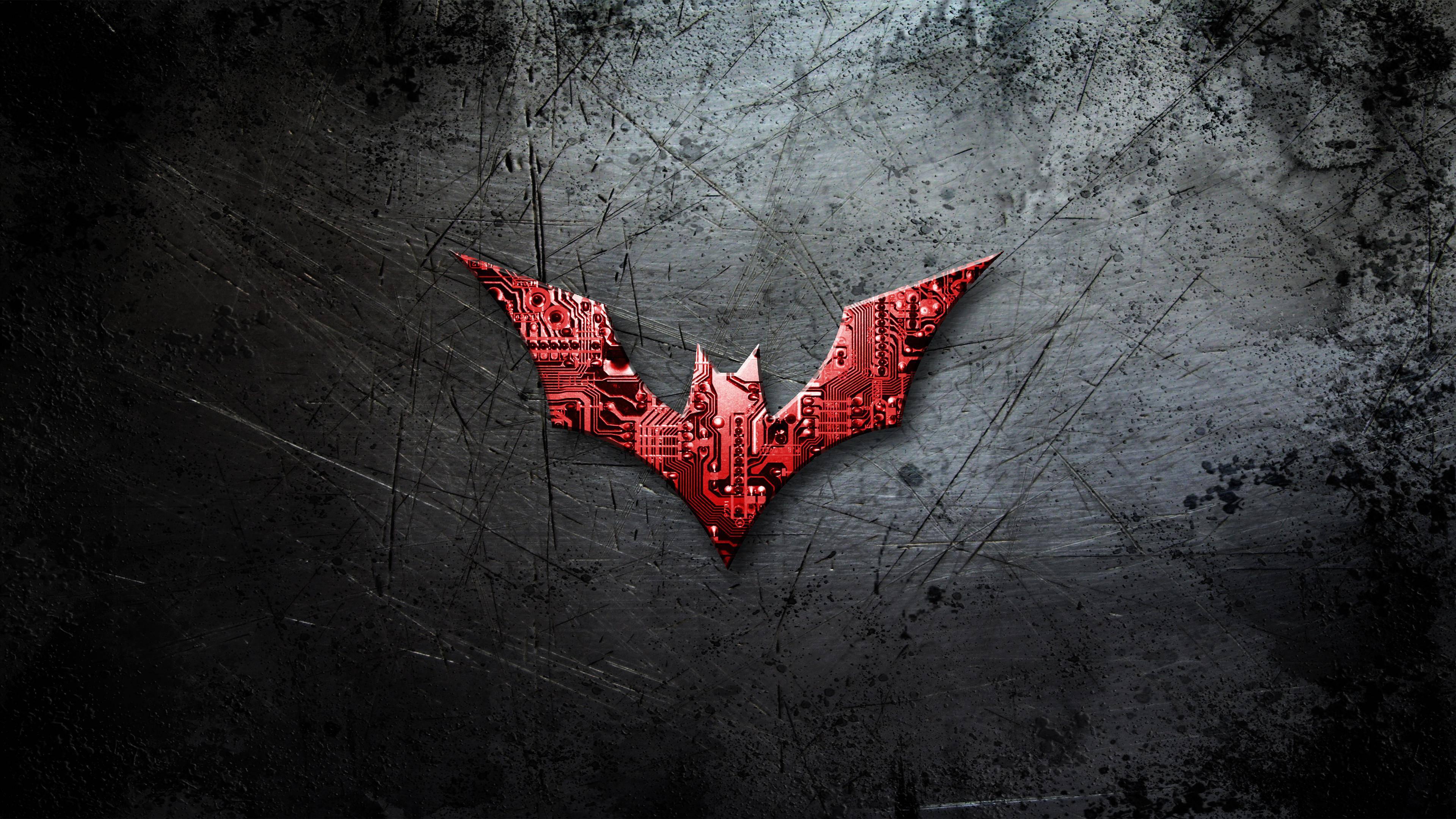 Batman Red Logo 4K — 3840x2160 wallpaper