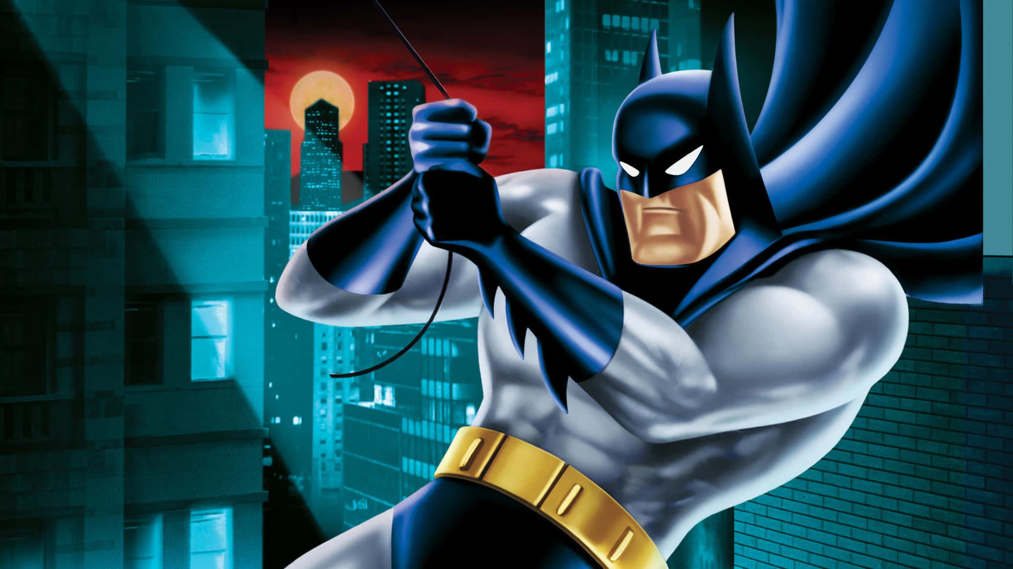 Batman Vintage Art Swinging In Gotham City Picture — 2073x1166 wallpaper