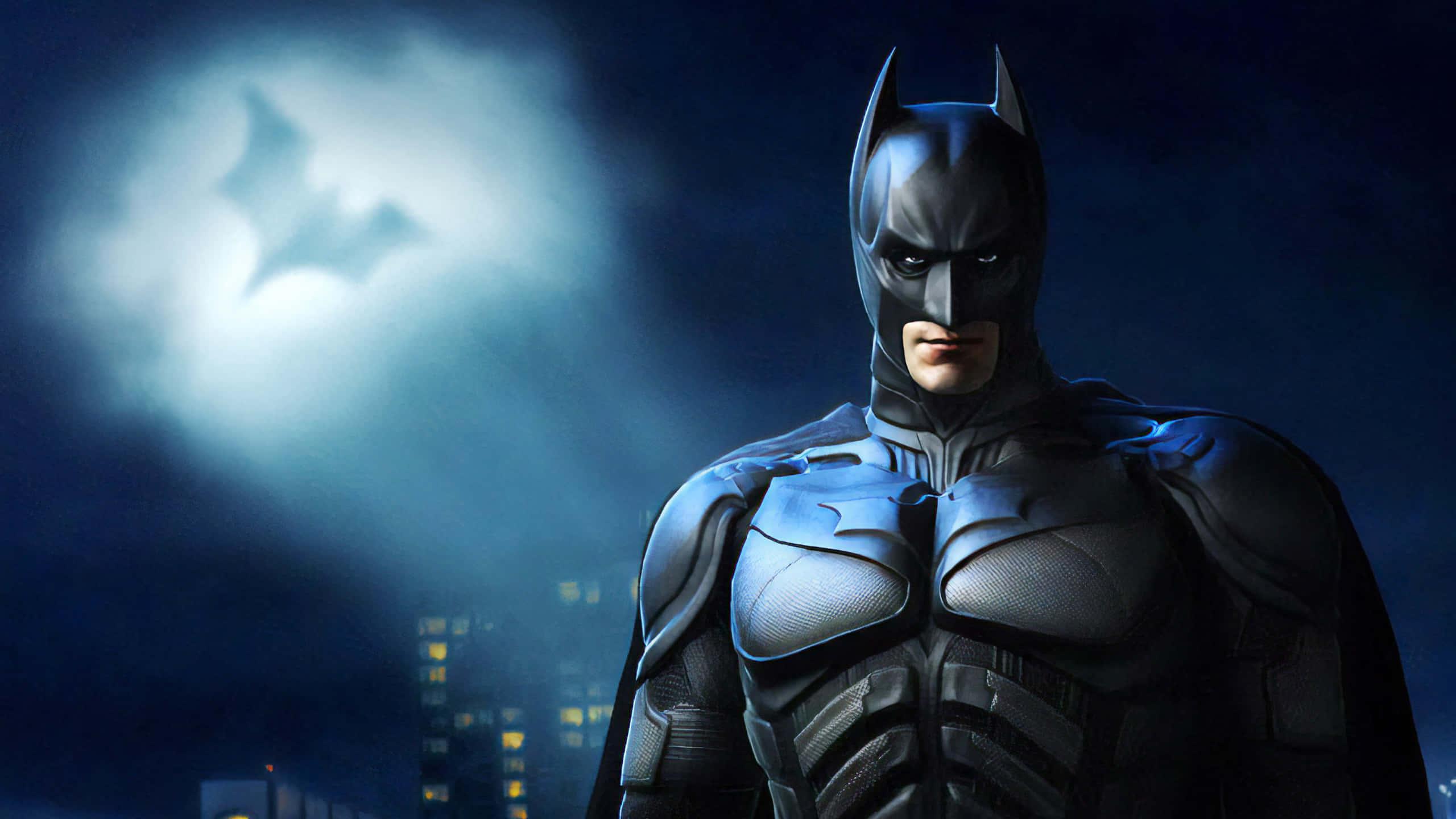 Batman With Batman Logo In Sky Picture — 2560x1440 wallpaper