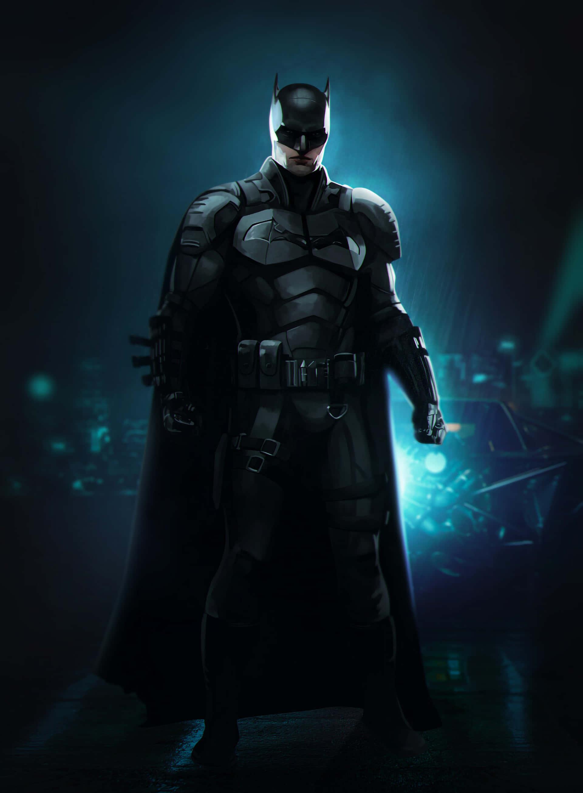 Batman With Blue Lights Picture — 1920x2611 wallpaper