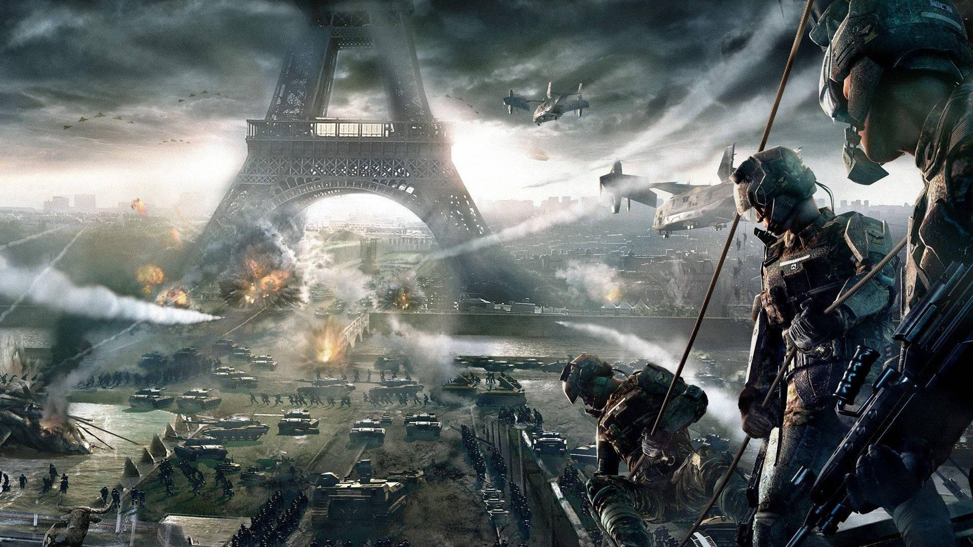 Battle at the Eiffel Tower in Call of Duty — 1920x1080 wallpaper