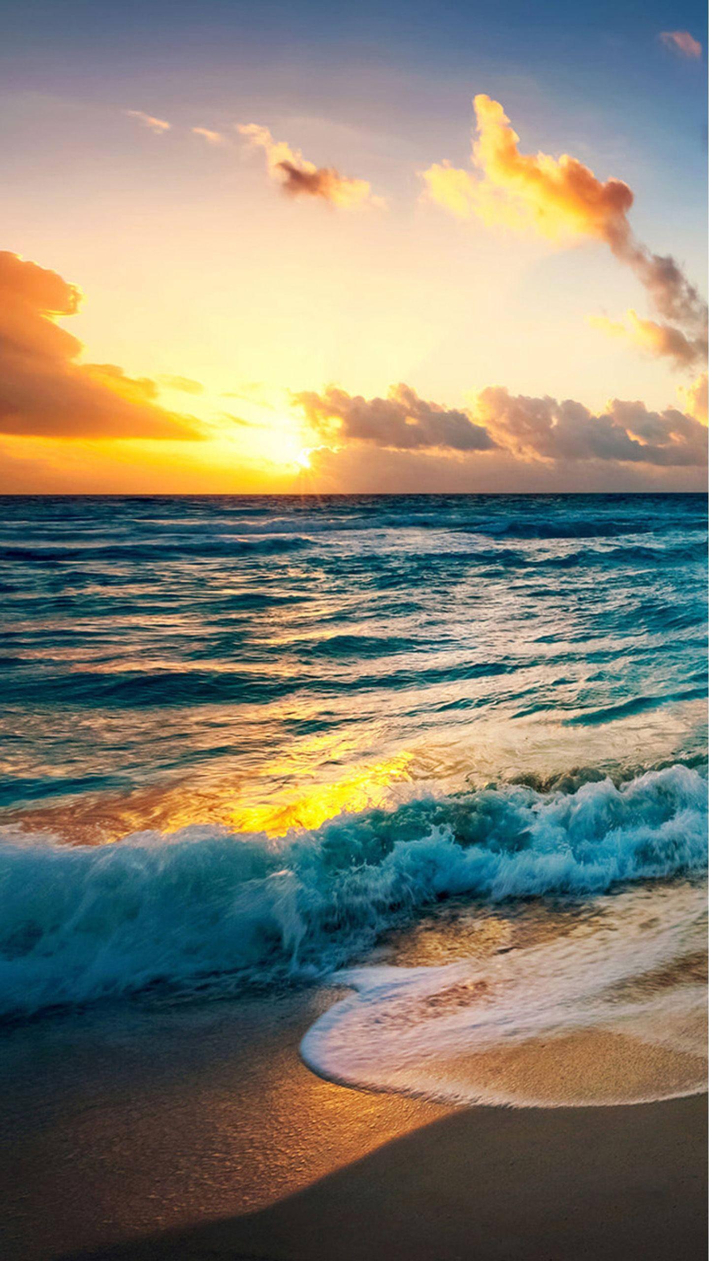 Beach Golden Sunset Beautiful Phone — 1440x2560 wallpaper