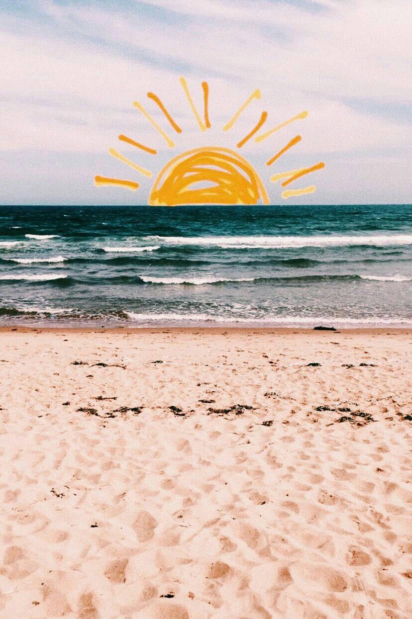 Beach Sun Doodle Summer iPhone — 828x1245 wallpaper