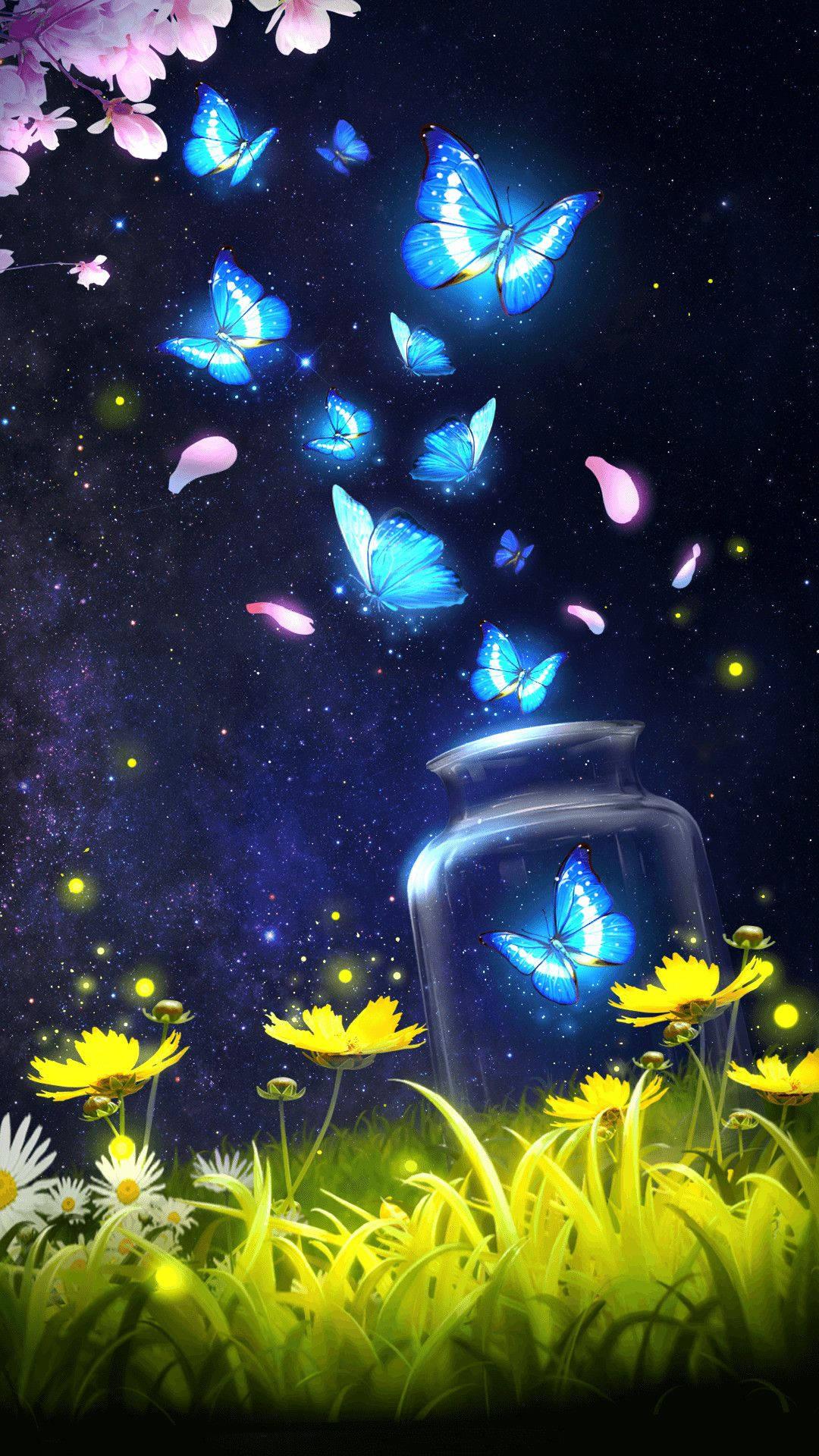 Beautiful Butterflies Animated in Mid-Flight — 1080x1920 wallpaper