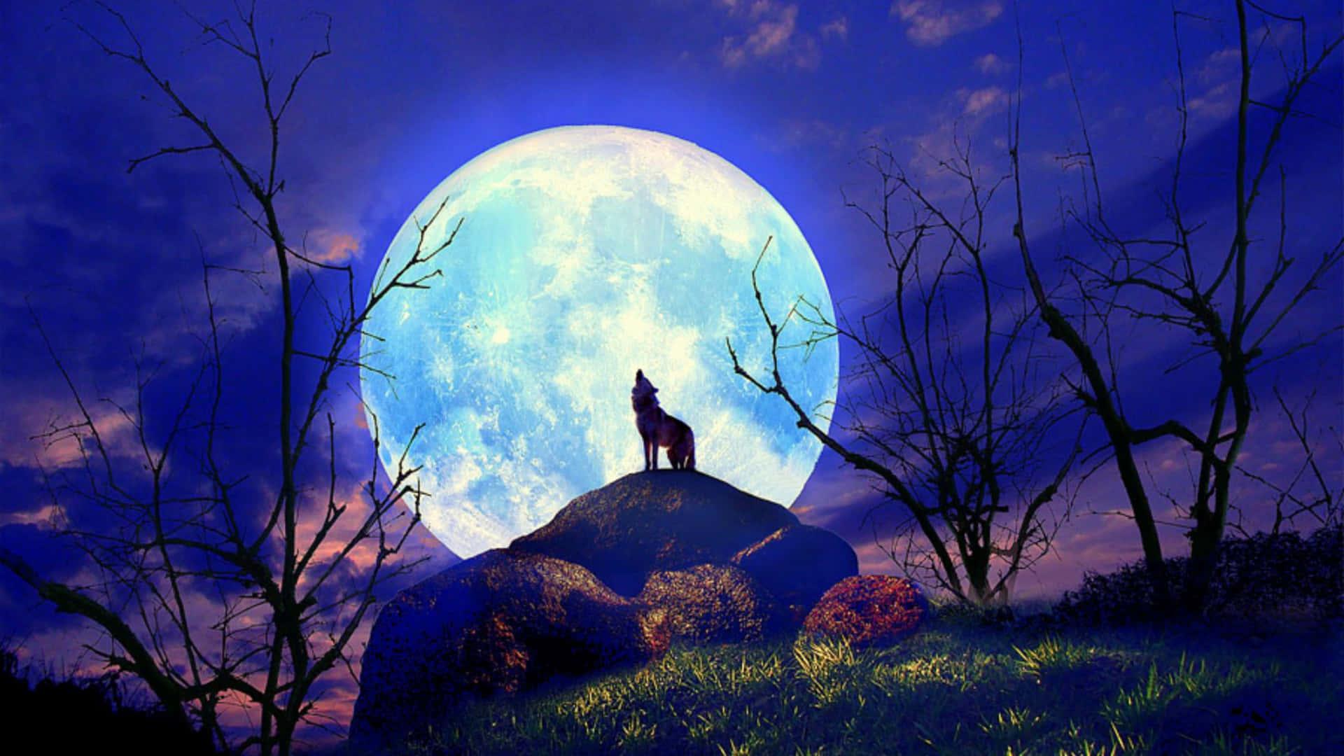 Beautiful Silhouette Wolf Howling Picture — 1920x1080 wallpaper