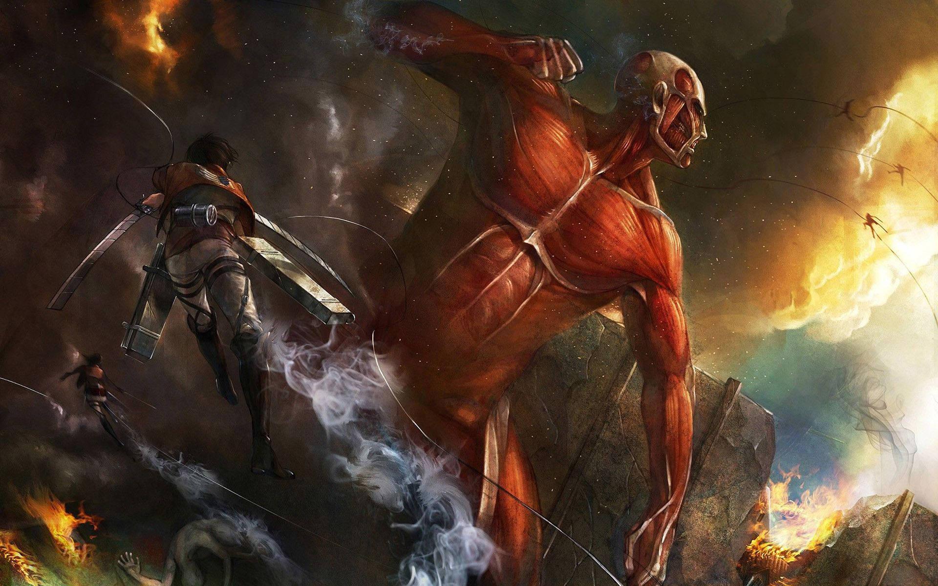 Bertholdt and the Colossus Titan — 1920x1200 wallpaper