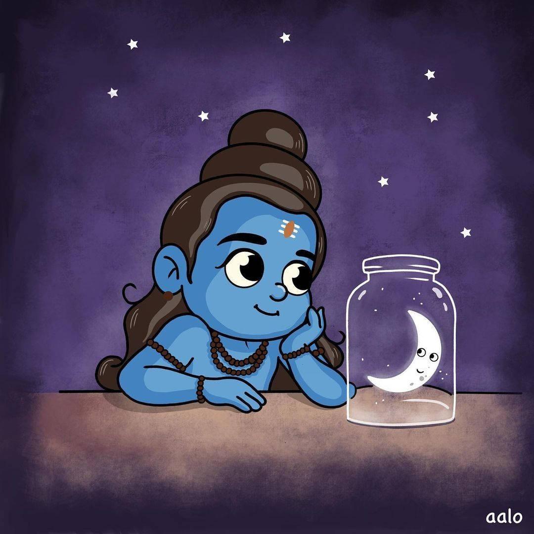 Bhole Baba Moon In Jar — 1080x1080 wallpaper