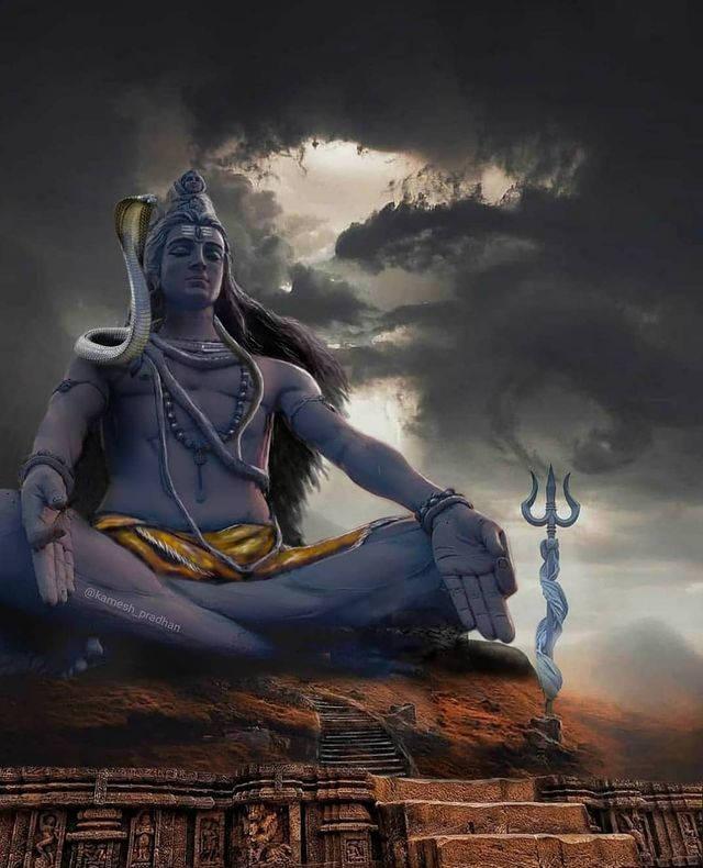 Bholenath 3D Statue On Mountain — 640x790 wallpaper