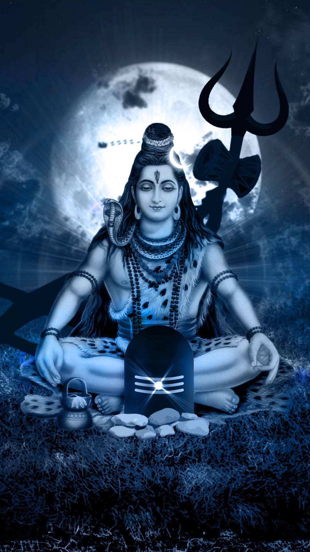 Bholenath HD Shiva Lotus Pose Full Moon