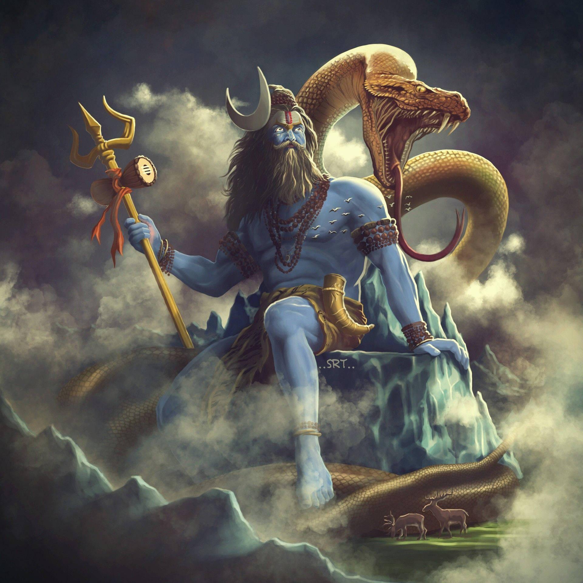 Bholenath HD Shiva With Golden Snake
