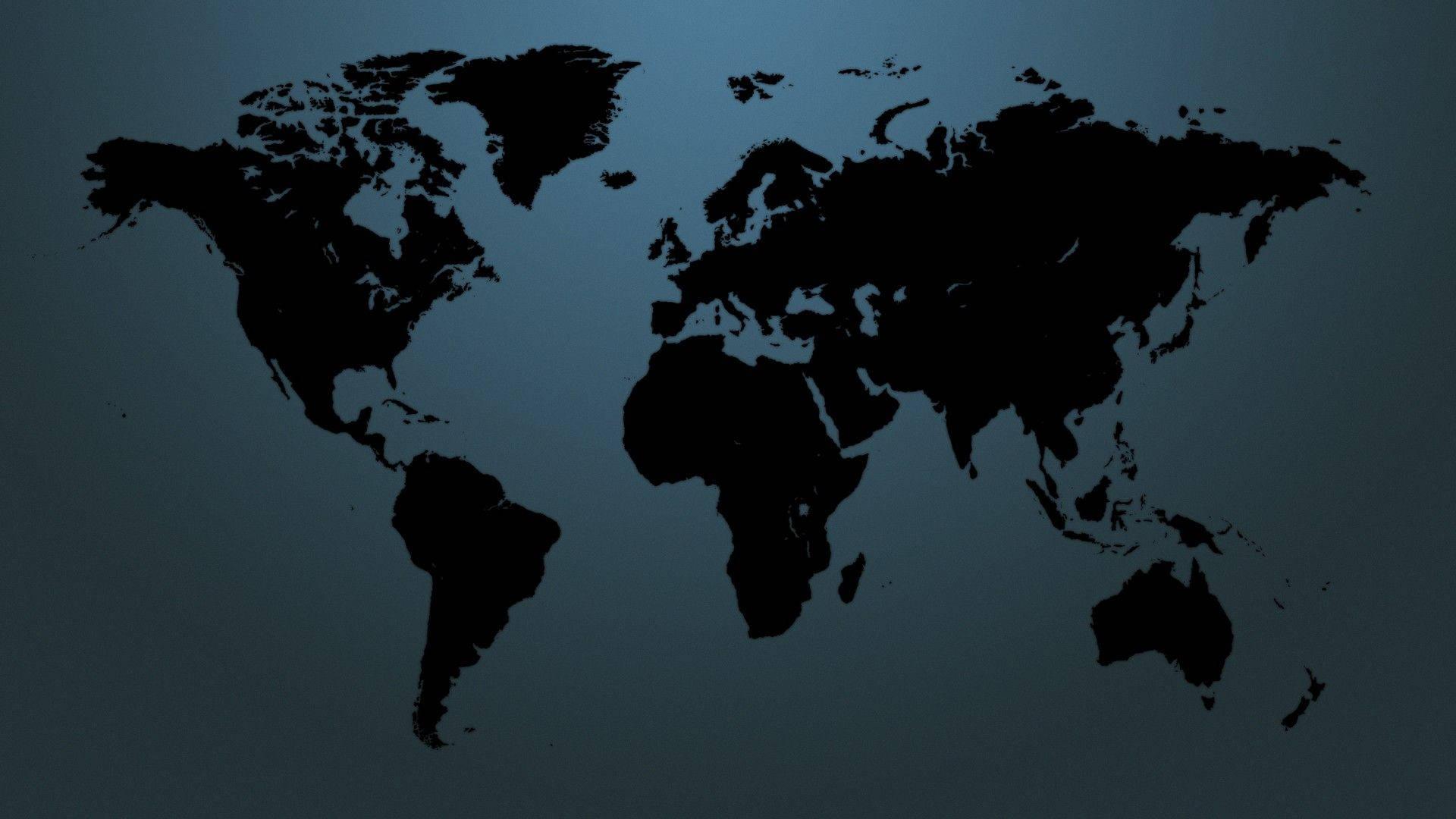 Black and Blue Minimalist World Map — 1920x1080 wallpaper