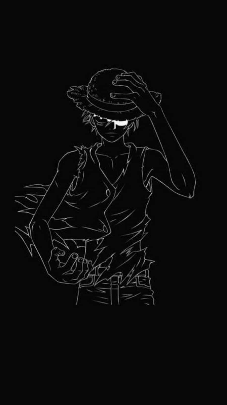 Black And White Outline Art Of Luffy Phone — 900x1609 wallpaper