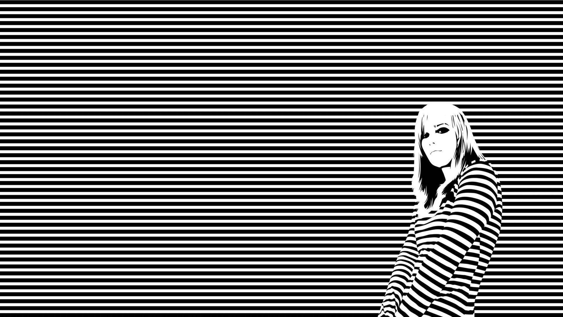 Black And White Stripe Girl — 1920x1080 wallpaper