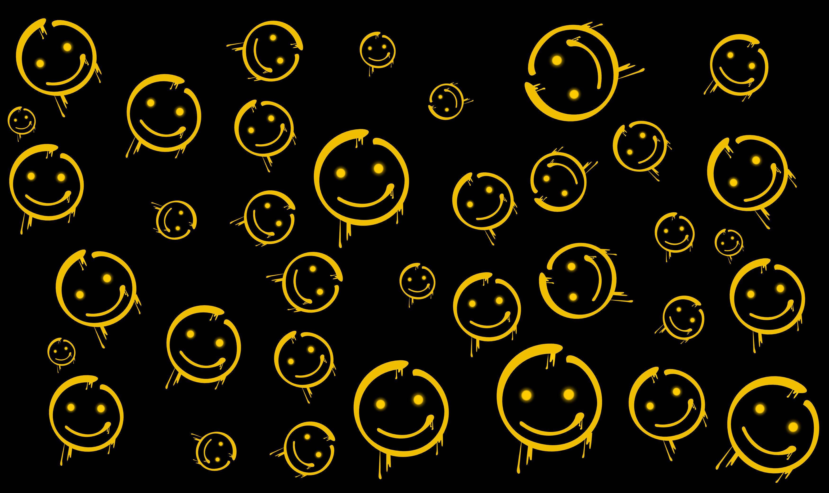 Black And Yellow Preppy Smiley Face — 3500x2082 wallpaper
