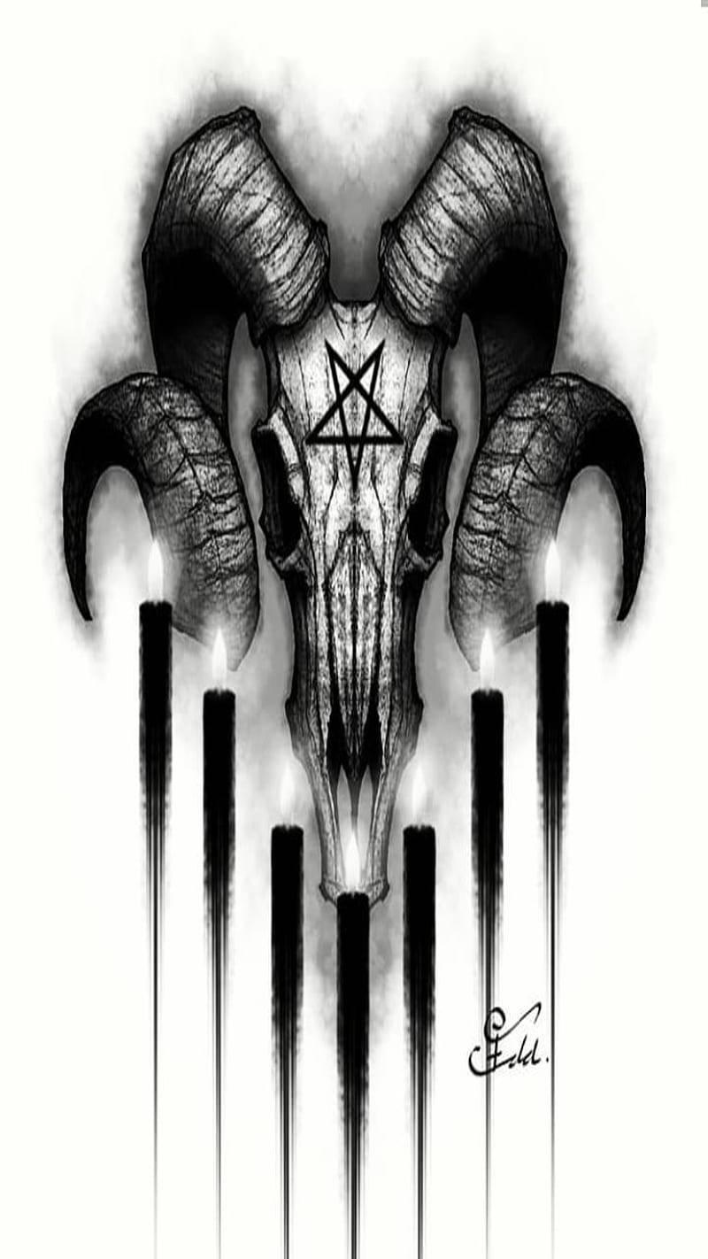 Black Goat Skull Dark Devil — 800x1422 wallpaper