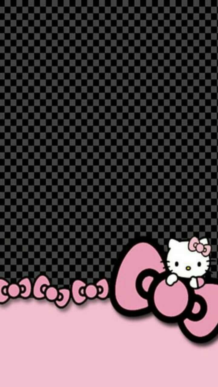 Black Grid Cute Pink Hello Kitty — 720x1280 wallpaper