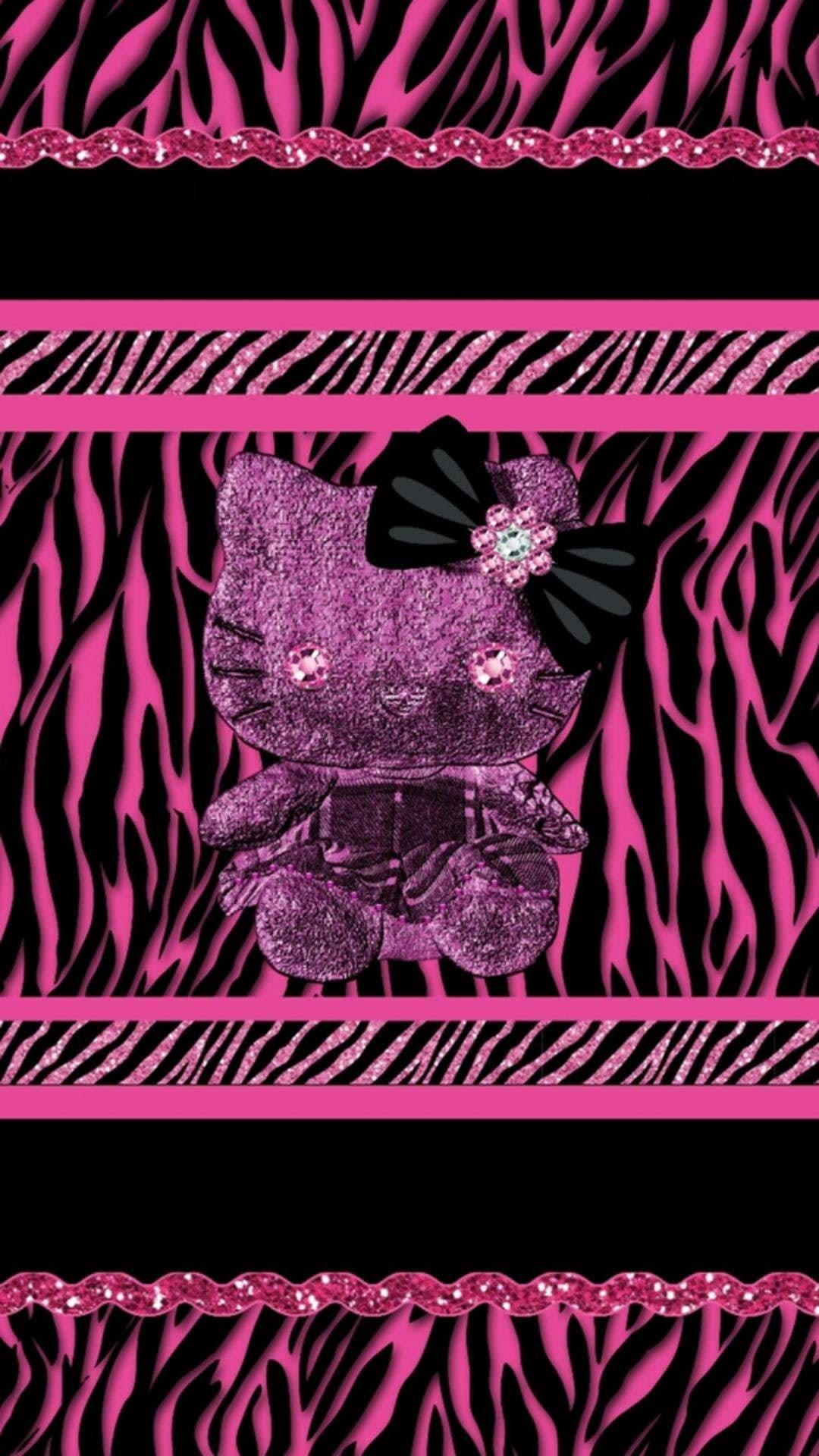 Black Hello Kitty Animal Pattern — 1080x1920 wallpaper